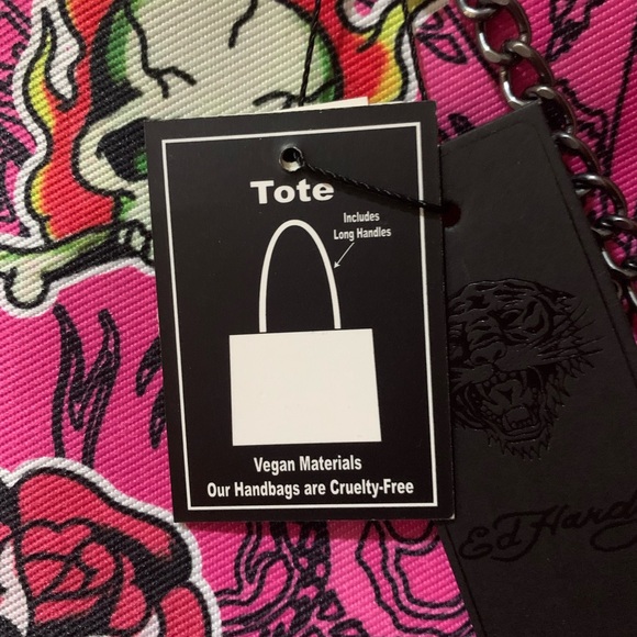 Ed Hardy Pink and Black Graphic Tote - Picture 6 of 10